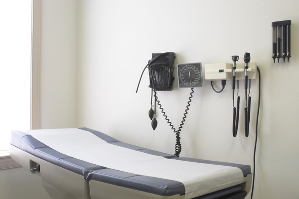 Clinical examination room ready for patient consultations