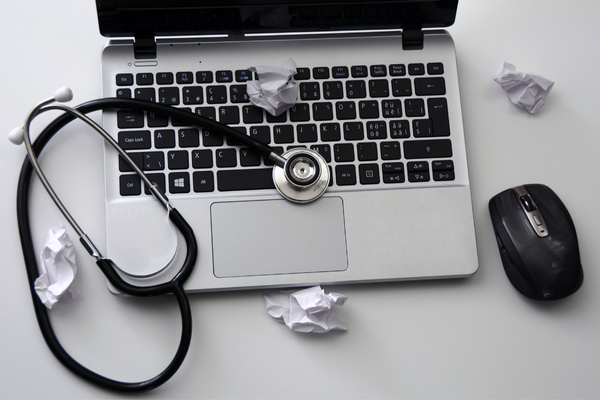 Stethoscope and computer used for patient healthcare management