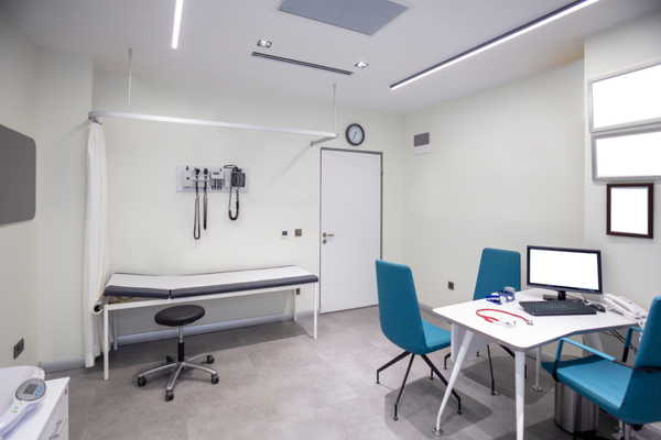 Treatment room equipped for patient care and medical services